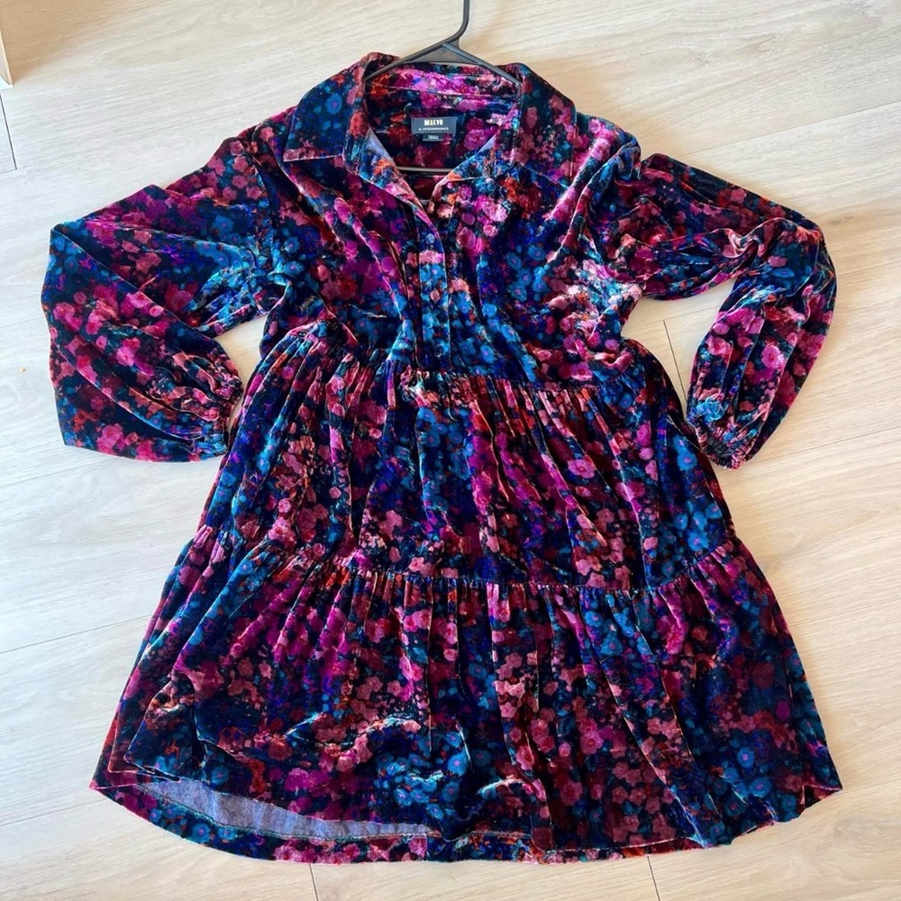 Maeve by Anthropologie Bettina Velvet Floral Mini Dress